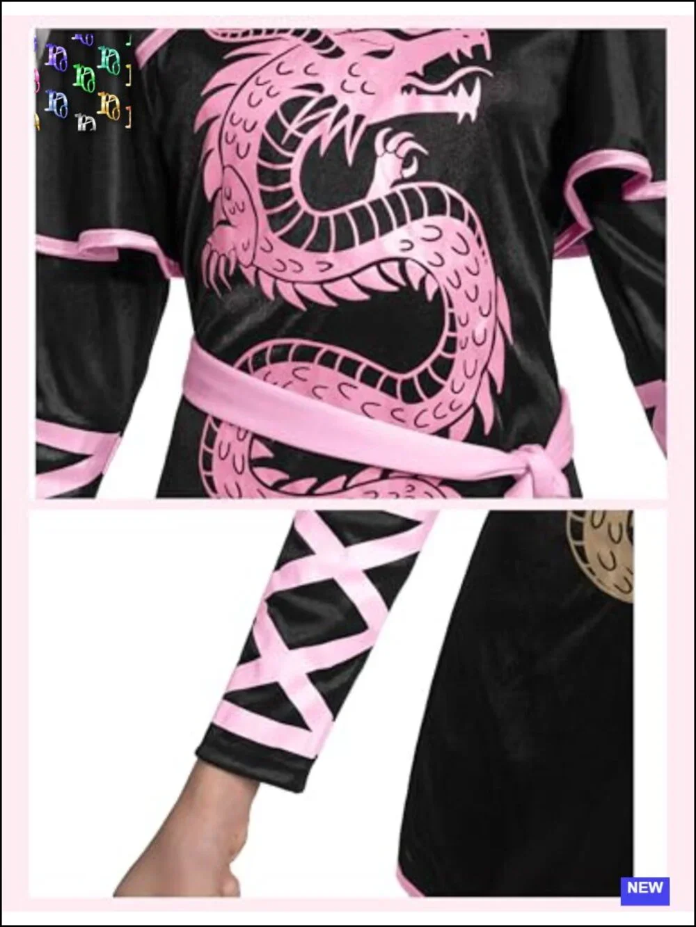 Kids Ninja Dragon Costume Set Halloween Dress Up Hooded Dress with Mask Pants